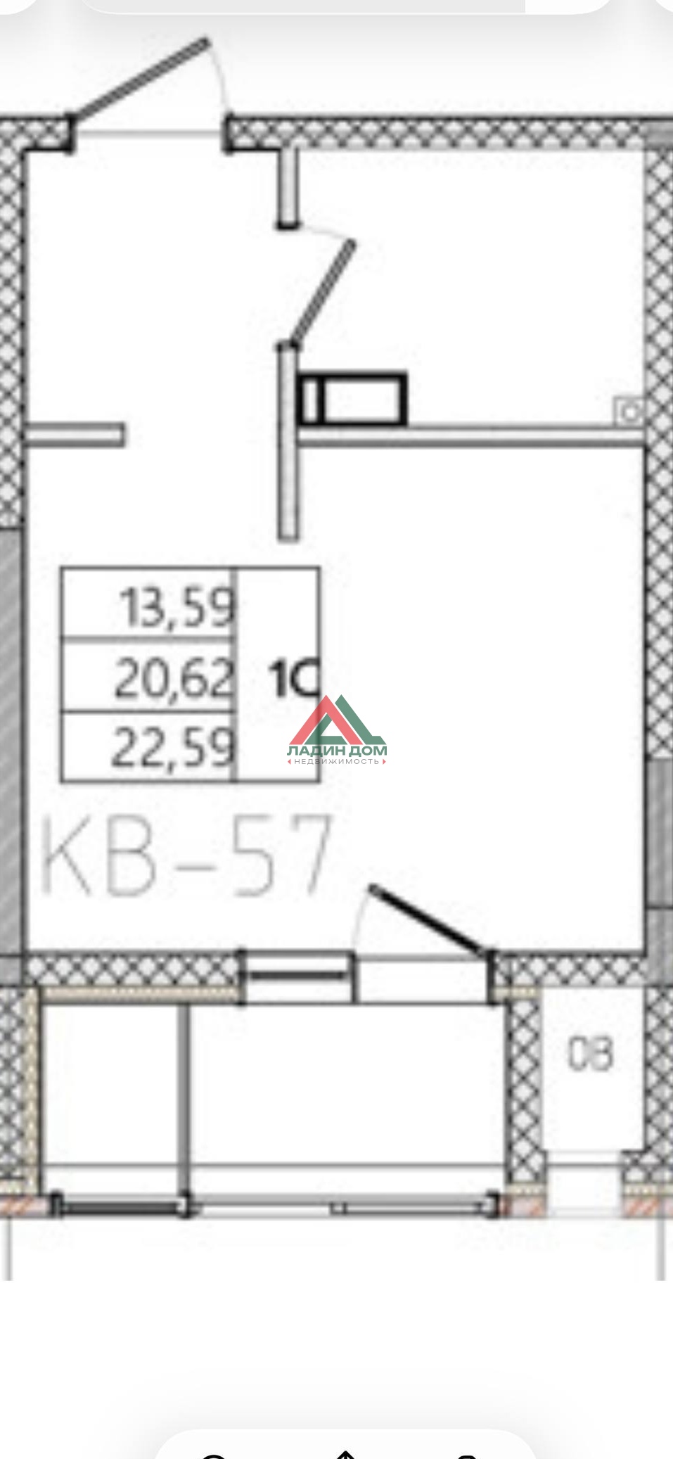 Студия, 22.59 м², 1/9 эт.