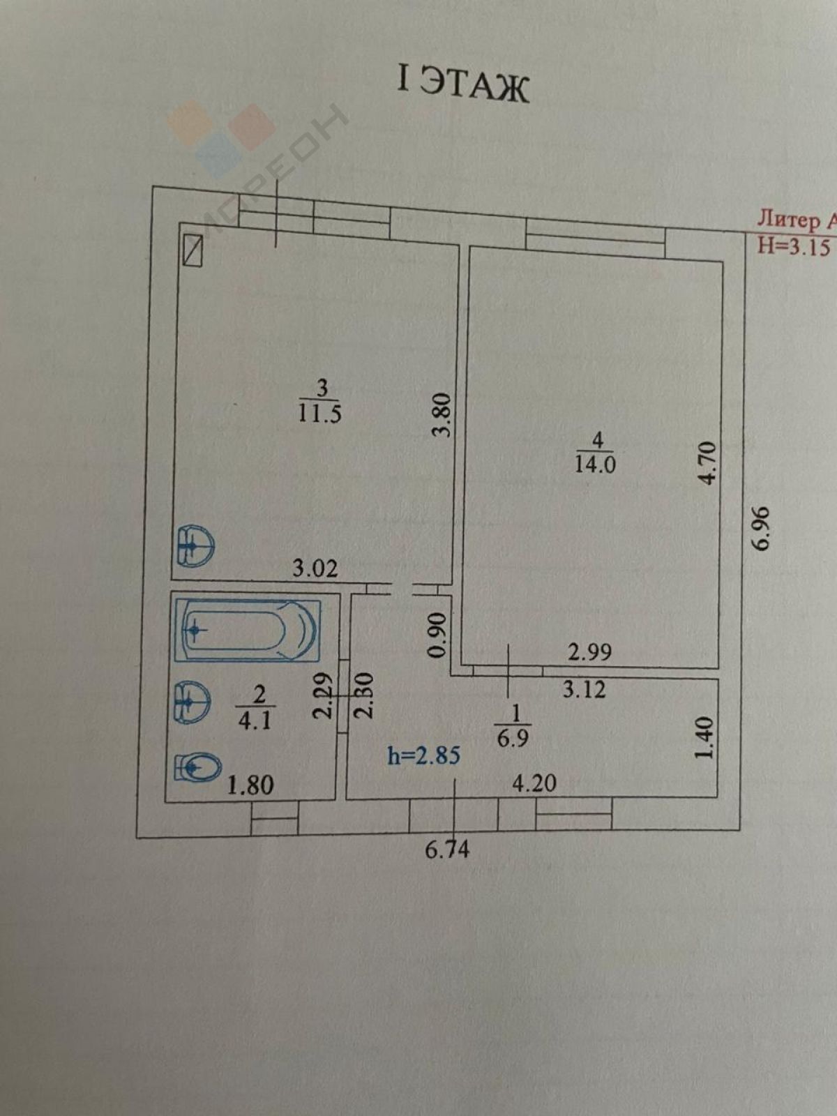 Дом, 37.9 м² на участке 1.3 сот.
