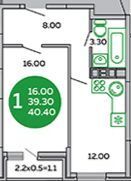 1-к квартира, 39.3 м², 2/10 эт.